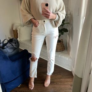 Abercrombie & Fitch Distressed White High Waist Mom Jeans NWOT